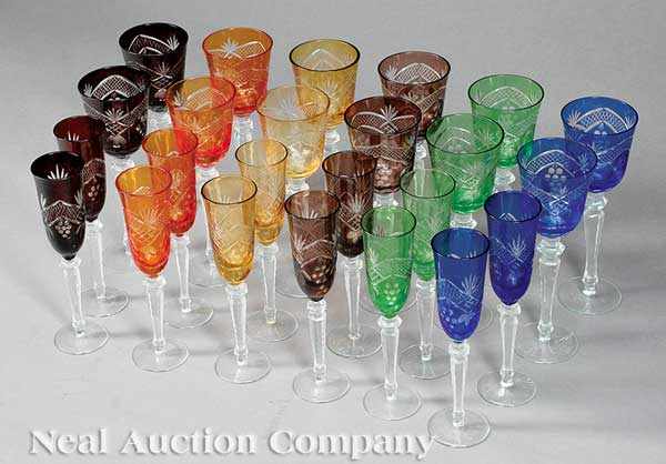 Appraisal: A Set of Thirty-Six Bohemian Cut-to-Clear Crystal Stemware of various