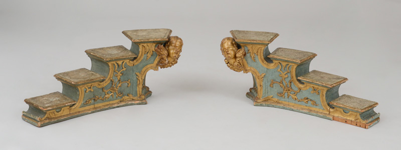 Appraisal: PAIR OF ITALIAN ROCOCO PAINTED AND PARCEL-GILT LIBRARY STEPS VENETIAN