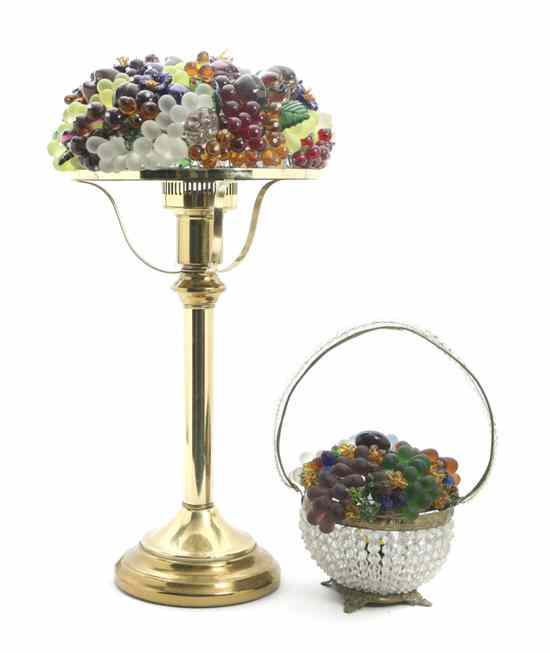 Appraisal: An Eastern European Beaded Glass Table Lamp in the form