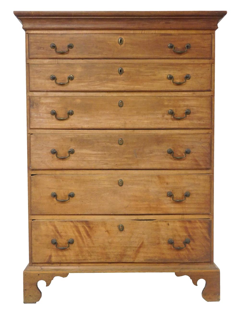 Appraisal: Tall chest of drawers late th C six graduated long