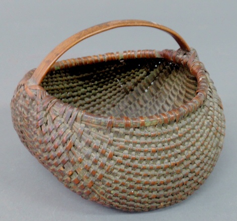 Appraisal: - Fine miniature tightly woven buttocks basket th c h