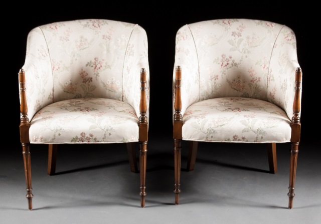 Appraisal: Pair of Sheraton style Bank of England chairs th century