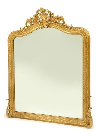 Appraisal: A VICTORIAN GILT WOOD OVER MANTEL MIRROR The shaped plate