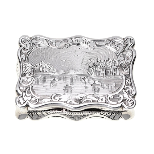 Appraisal: A Victorian silver vinaigrette the lid engraved with a castle