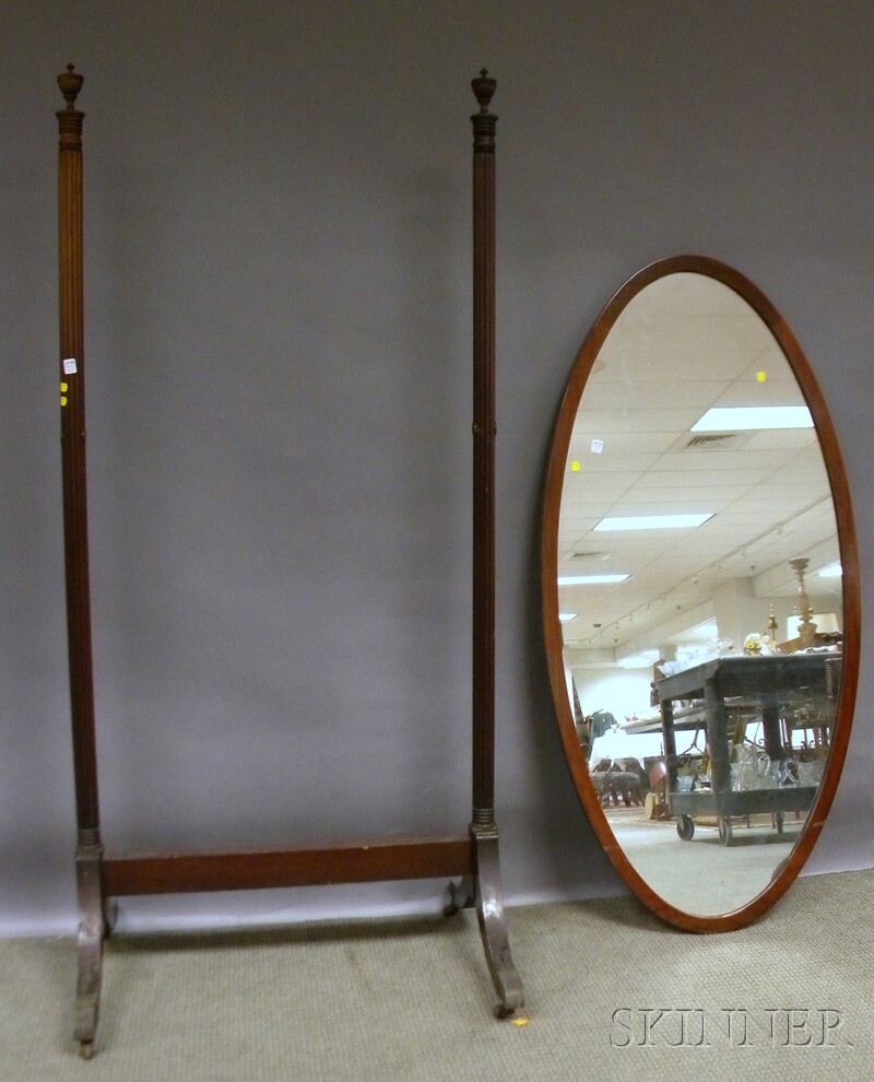 Appraisal: Federal-style Mahogany Cheval Mirror approx ht wd in