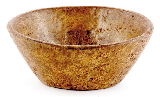 Appraisal: American burl bowl th century raised outswept rim on deep