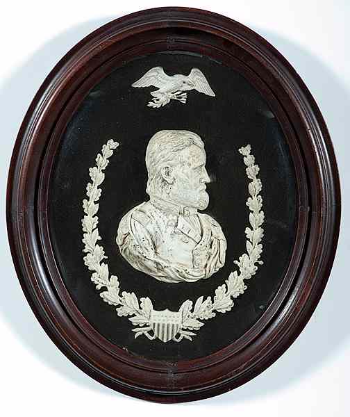 Appraisal: U S Grant Bas-Relief Shell Bust Rare silvered metal shell