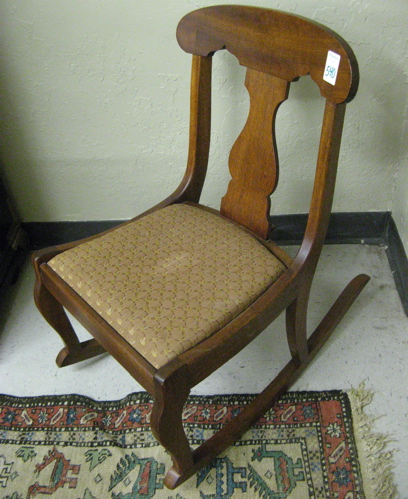 Appraisal: MAHOGANY SEWING ROCKER American mid th century having a vasiform