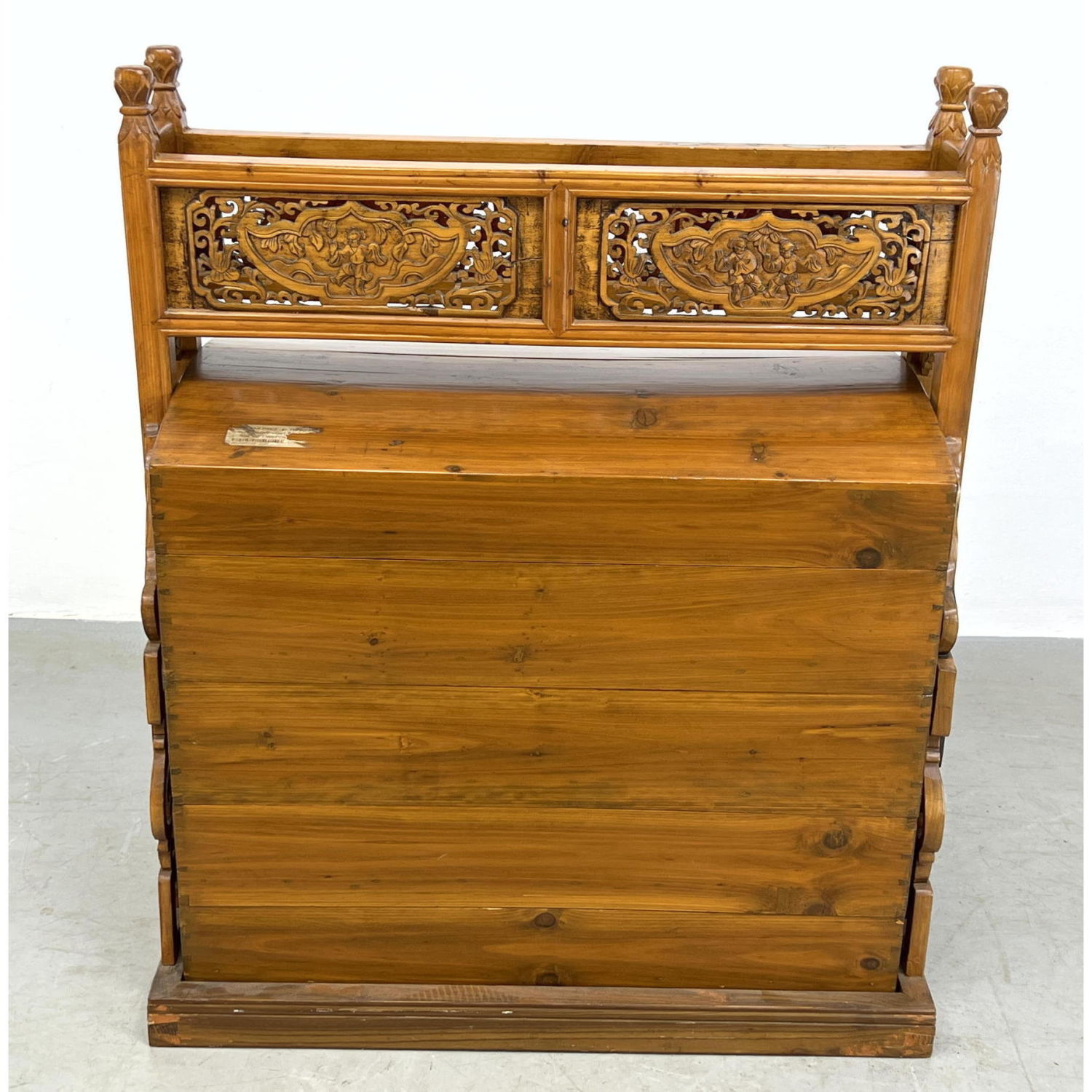 Appraisal: Carved Wood Asian Wedding Dowry Chest Carved Sides and top