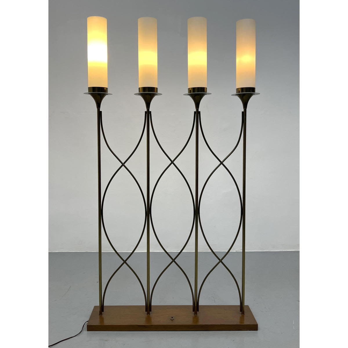 Appraisal: Parzinger Style candelabra floor lamp with glass cylindrical shades Multi