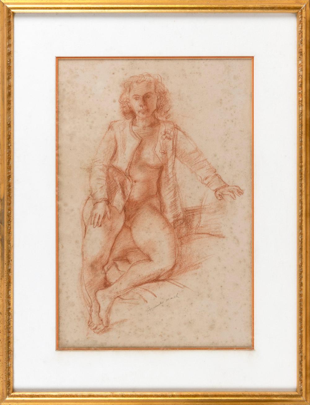 Appraisal: REGINALD MARSH NEW YORK VERMONT - FEMALE NUDE COLORED PENCIL