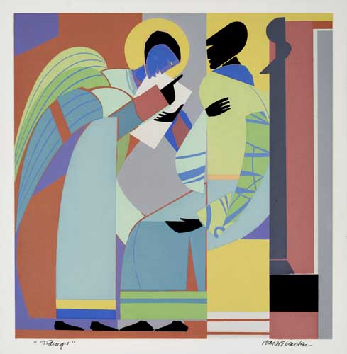 Appraisal: ROMARE BEARDEN - Tidings Color screenprint circa x mm x