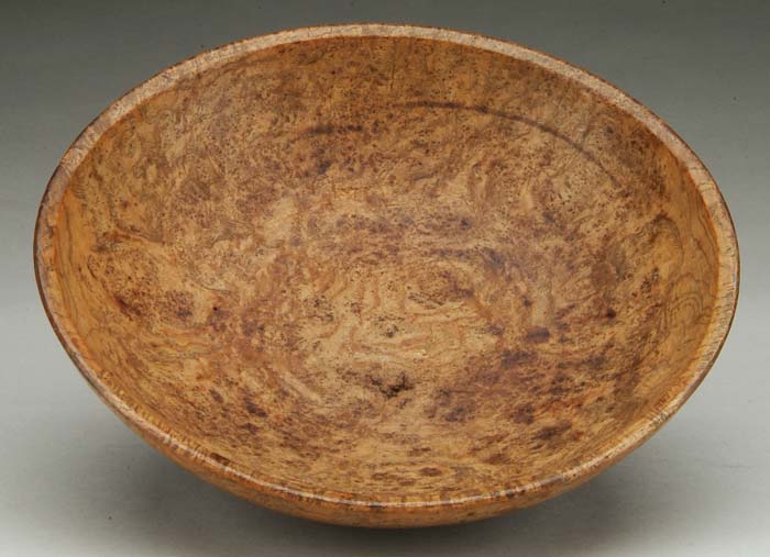 Appraisal: FINE TURNED BURL BOWL Nice patina with good figuring SIZE