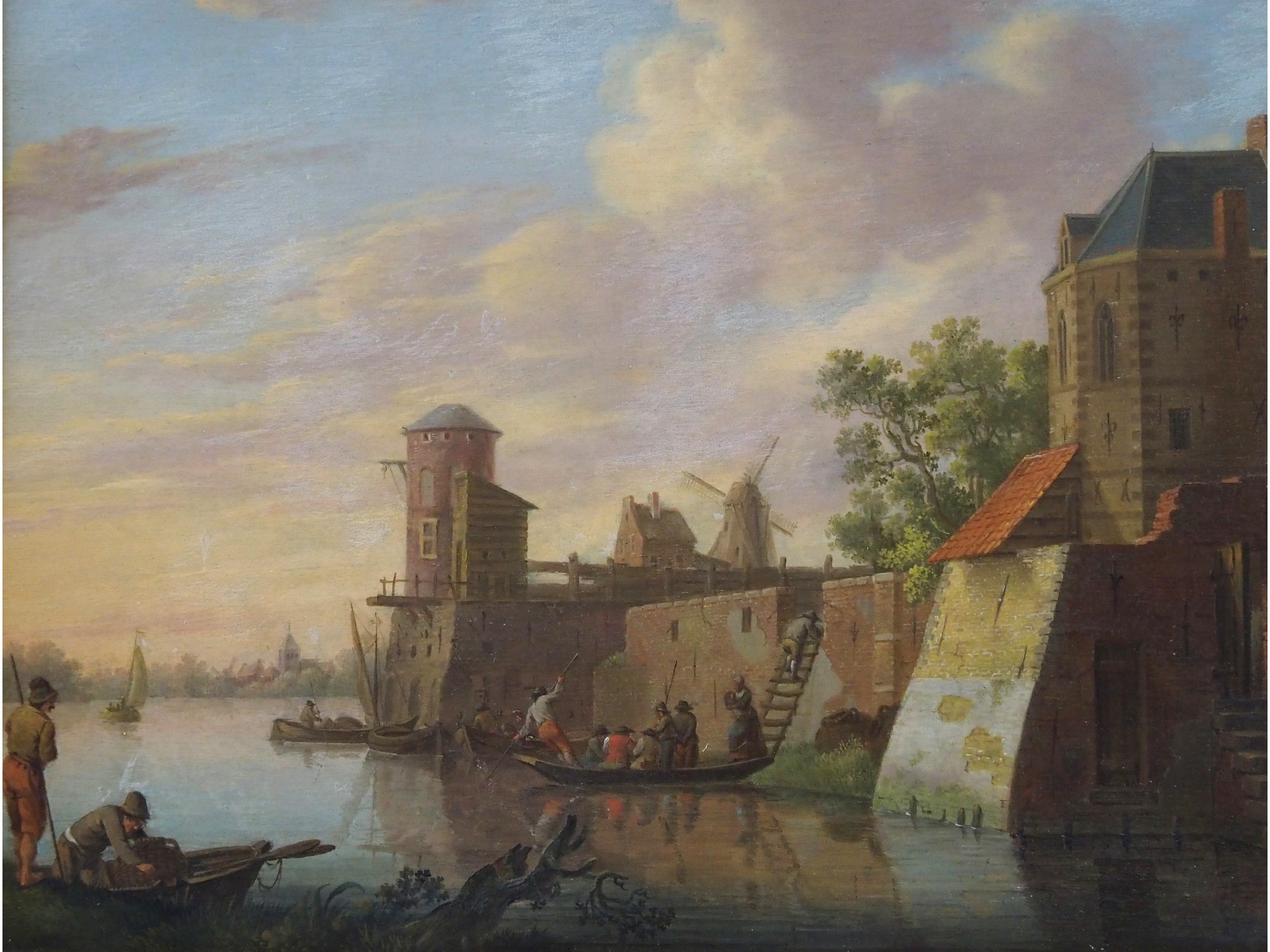 Appraisal: HENDRICK WILLEM SCHWEICKHARDT German - DUTCH WATERWAYOil on panel signed