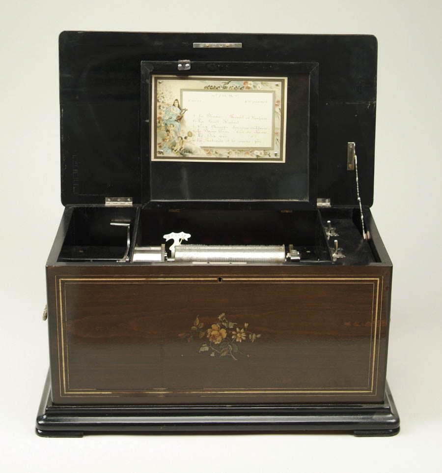 Appraisal: CYLINDER MUSIC BOX WITH ORGAN Rosewood case with ebony trim