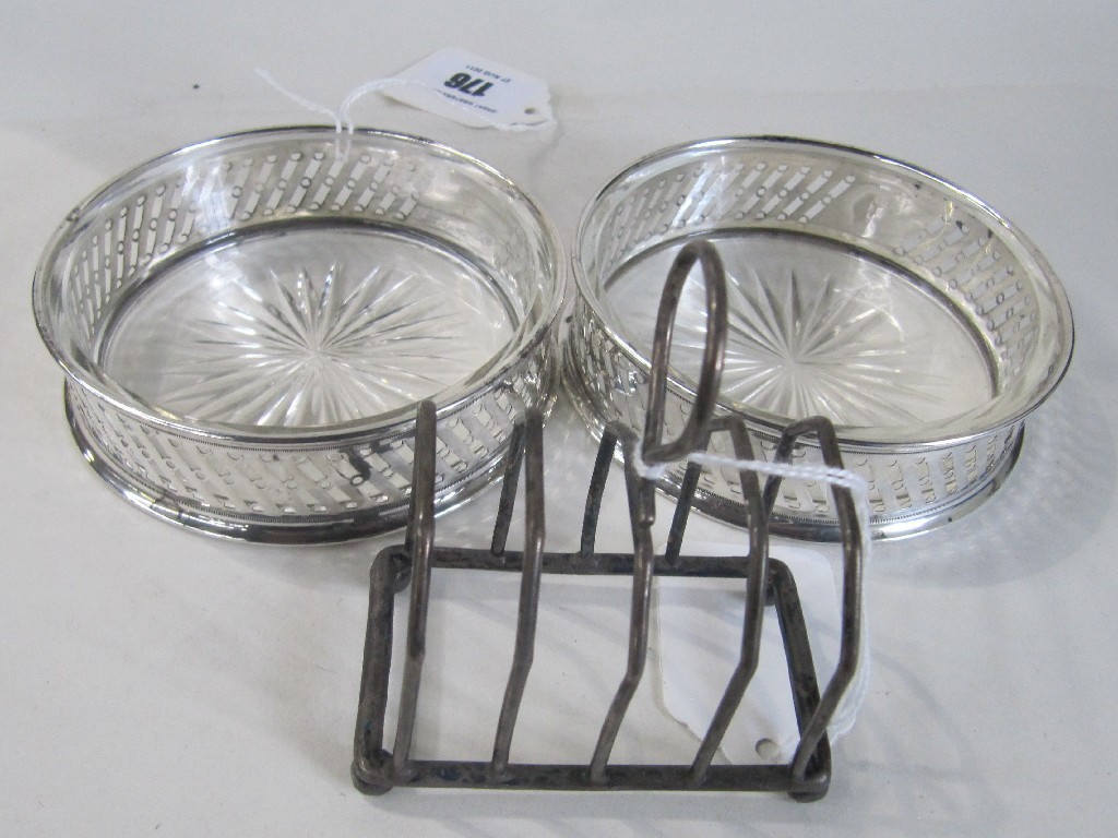 Appraisal: Lot comprising pair of silver and glass butter dishes and