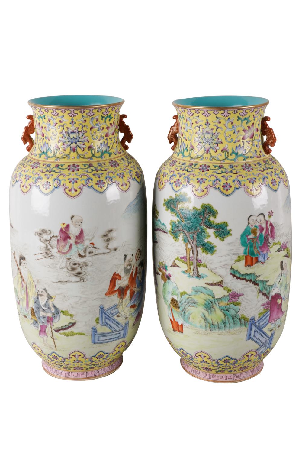 Appraisal: PAIR OF CHINESE PORCELAIN VASESwith depicting figures in a landscape