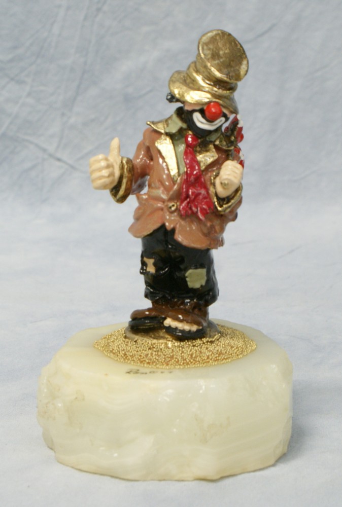 Appraisal: Ron Lee metal hobo clown figurine on stone base tall