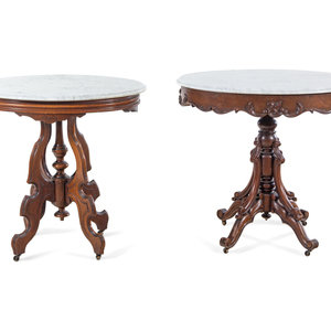 Appraisal: An Italian Walnut Marble-Top Side Table and a Victorian Walnut