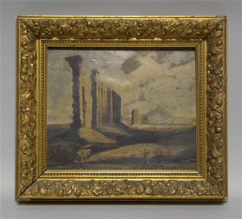 Appraisal: ROMAN RUINS Oil on panel x in Framed Provenance Estate