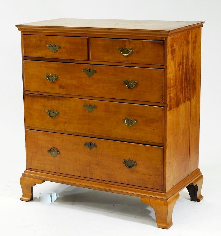 Appraisal: C John Townsend Queen Anne Tiger Maple Chest Attrib John