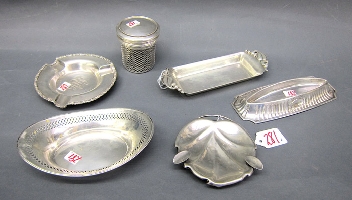 Appraisal: SIX ASSORTED STERLING SILVER PIECES oval bowl butter dish covered