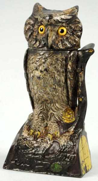 Appraisal: Cast Iron Owl Turns Head Mechanical Bank Manufactured by J