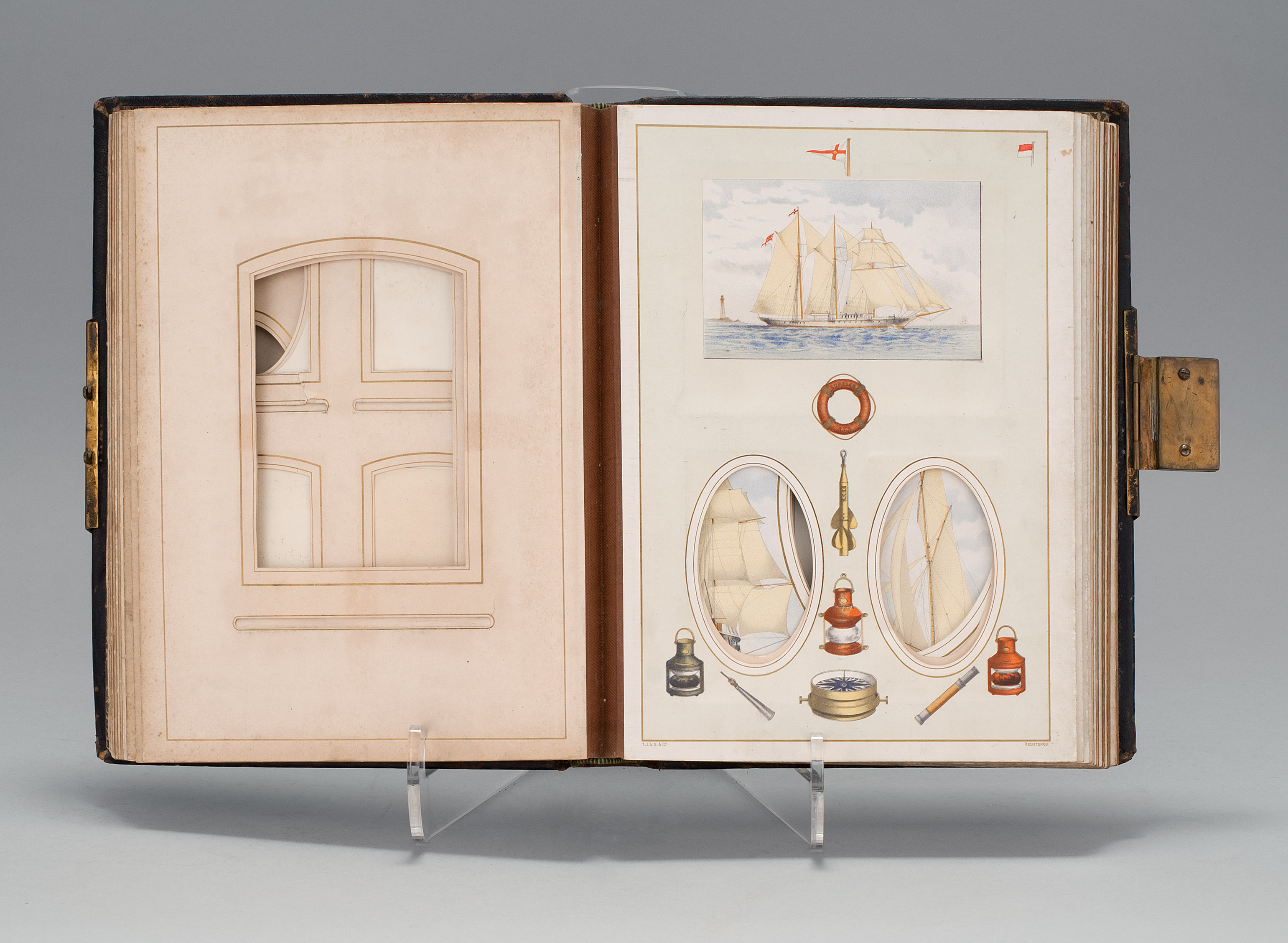 Appraisal: NAUTICAL PHOTO ALBUM Sans photos Interior pages with chromolithograph images