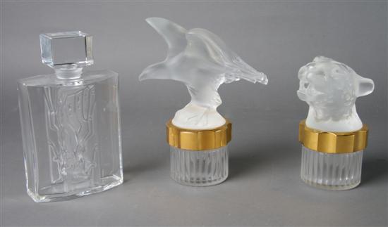 Appraisal: A Group of Three Lalique Perfume Bottles Height of tallest