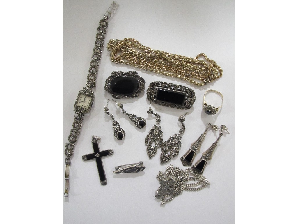 Appraisal: Lot of silver and marcasite jewellery to include onyx set