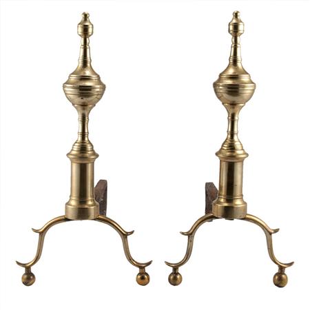 Appraisal: Pair of Federal Brass Andirons Estimate -