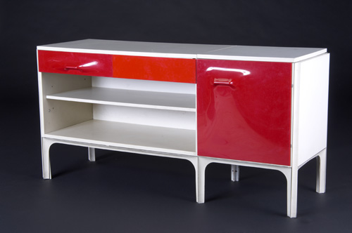 Appraisal: RAYMOND LOEWY DF White laminate credenza on enameled steel frame