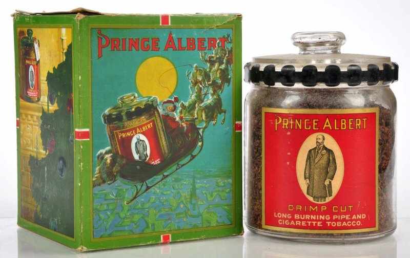 Appraisal: Prince Albert Glass Humidor Description Original Merry Christmas box with