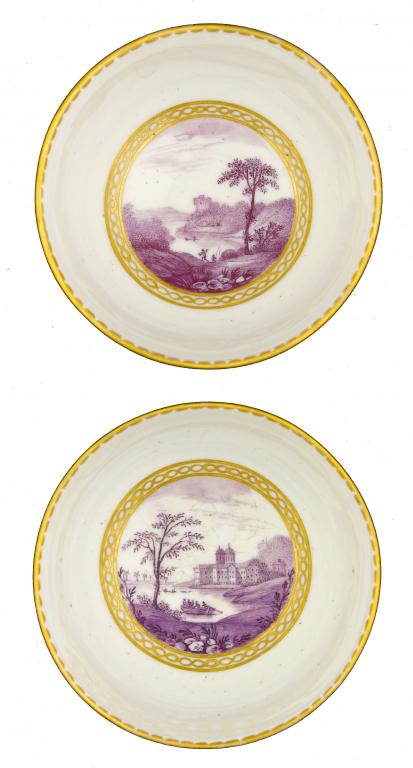 Appraisal: A PAIR OF DERBY TEA BOWLS painted in warm carmine