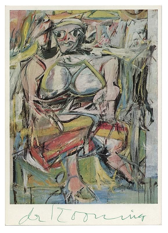 Appraisal: Willem De Kooning Signed Postcard De Kooning Willem Willem De