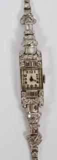 Appraisal: NORMIS PLATINUM CT DIAMOND WATCH L '' TW GR Normis