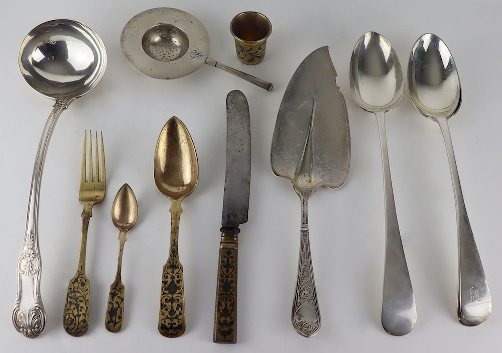 Appraisal: SILVER Assorted American English Russian Silver Includes an English silver