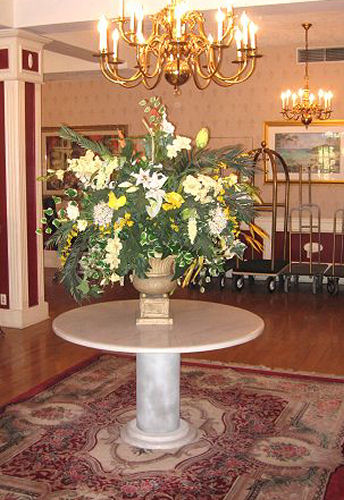 Appraisal: ROUND MARBLE FOYER TABLE From the Heritage Hotel in downtown