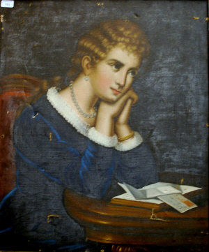 Appraisal: Continental school - Portrait of a pensive young lady at