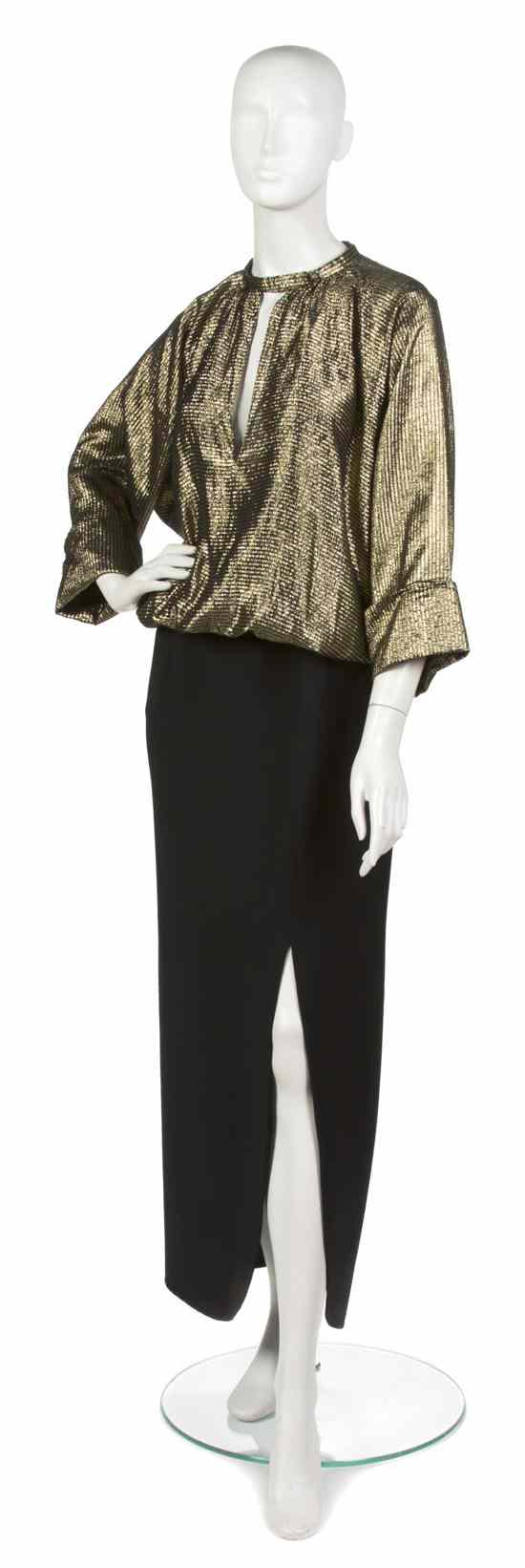 Appraisal: A Pauline Trigere Black and Gold Evening Ensemble consisting of