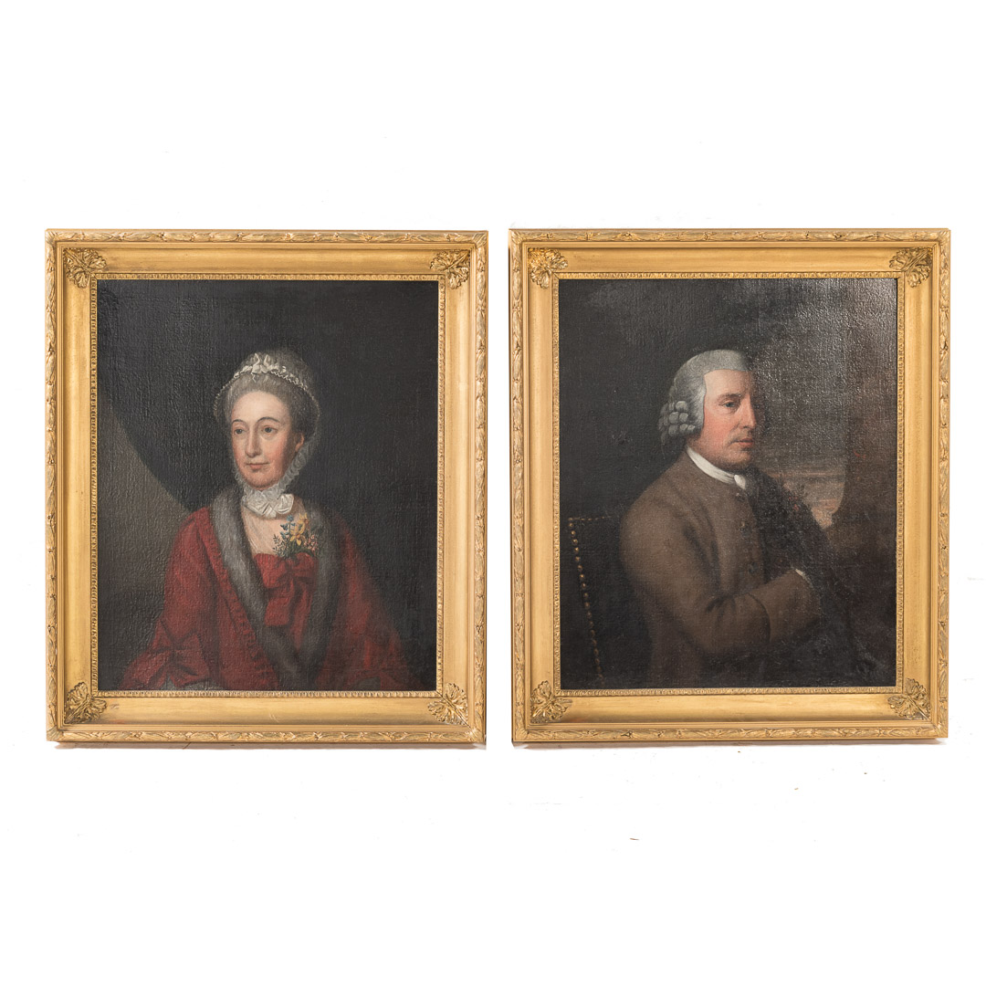 Appraisal: British School th c Lady and Gentleman oils Mid th