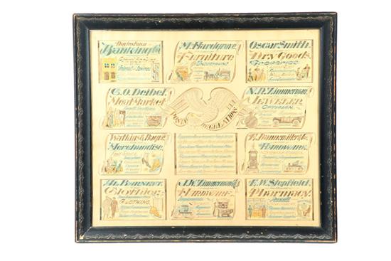 Appraisal: OHIO SPENCERIAN ADVERTISING WATERCOLOR Doylestown Wayne County Ohio - pen