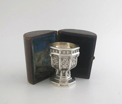 Appraisal: A Victorian salt in the form of a Gothic font