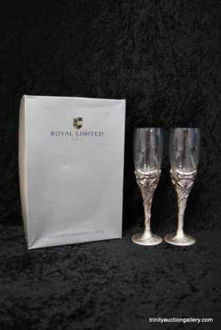 Appraisal: Set of Royal Limited '' Wedding Champaign FlutesFrom an estate