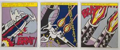 Appraisal: Roy Lichtenstein American - As I Opened Fire Poster triptych