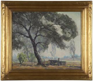 Appraisal: Trude Hanscom ''Rancho Santa Anita'' eucalyptus landscape signature incised lower