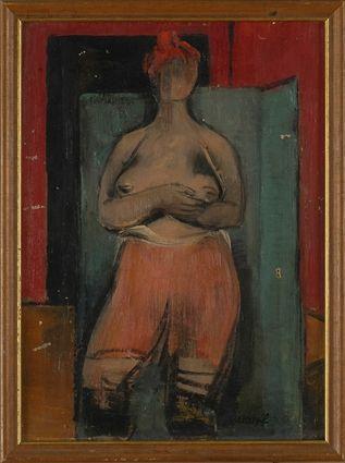 Appraisal: MAXIM KOPF - RED-HEADED NUDE Oil on canvas x in