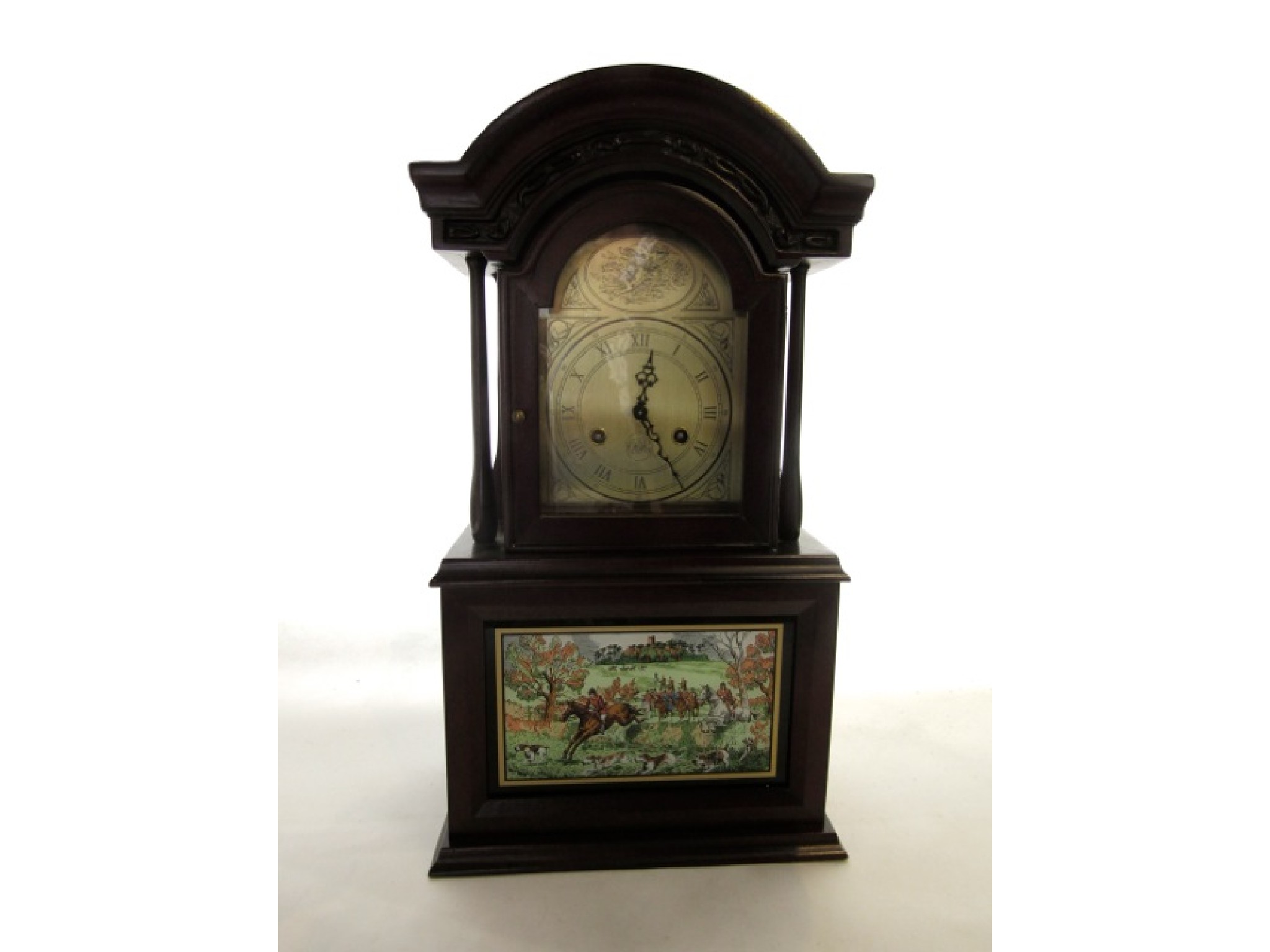 Appraisal: The Old Berkshire Hunt Foxhound clock with mahogany case and