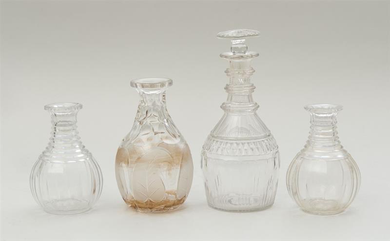 Appraisal: GROUP OF ENGLISH CUT-GLASS TABLE WARES Comprising one ring-neck decanter