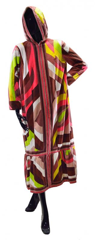 Appraisal: A 'S PUCCI BEACH COVER UP Hooded velveteen in vibrant